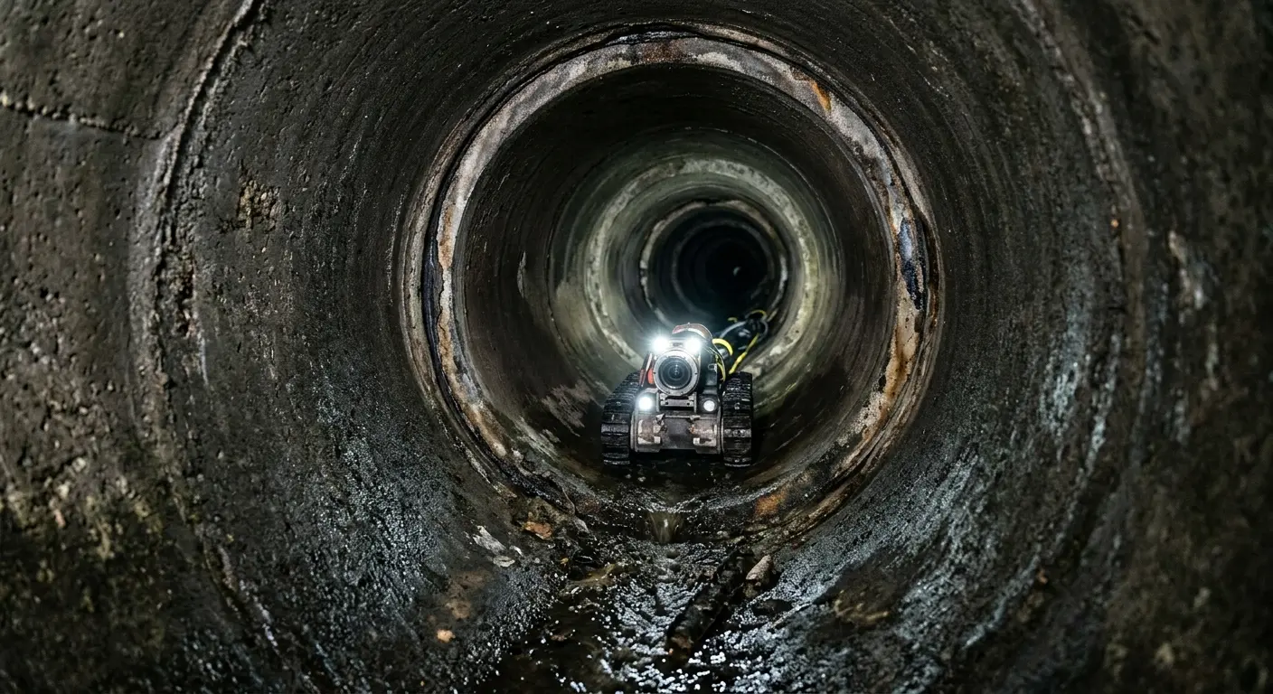 Robotic sewer camera inspecting pipe interior for Sewer Line Cleaning in Breitung